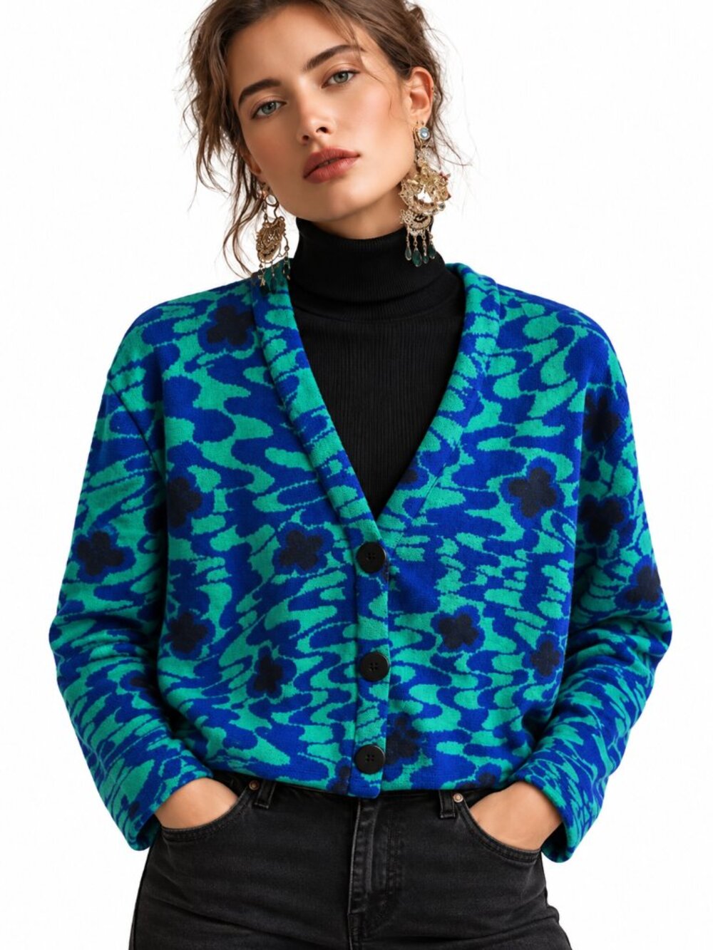Zara retro style abstract, cropped cardigan